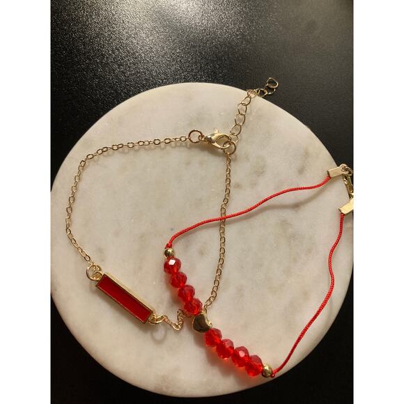 No brand Jewelry - Chain bracelet set of 2 red